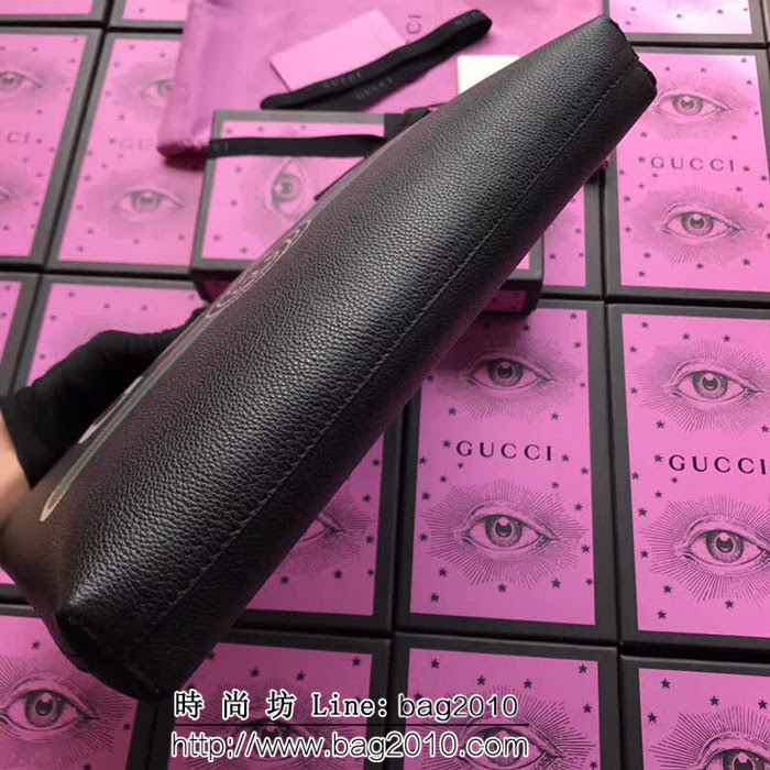 GUCCI古馳 歐洲正品原單 2018早春新款 絲印標緻手包 500981 黑色全皮 WTG1581